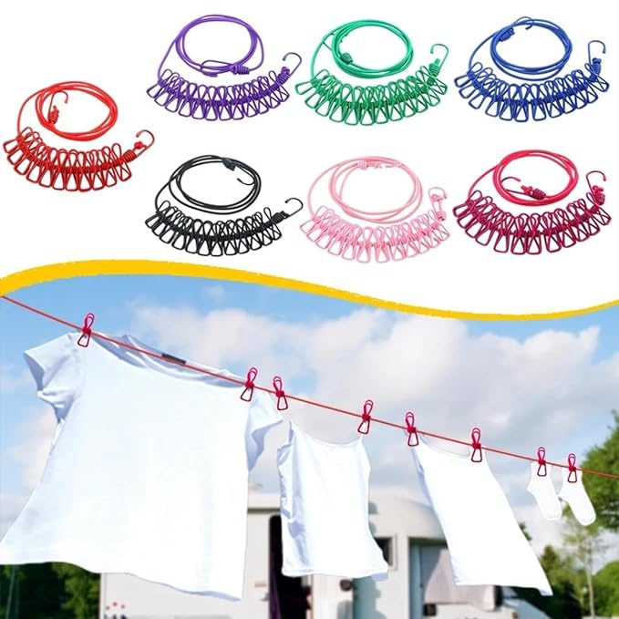 Cloth Line with Clip | Dori with Clip | Cloth Drying Rope with Clips