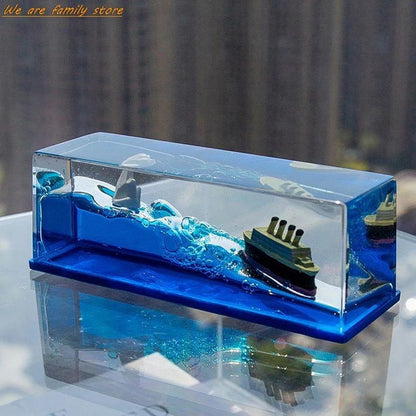 Liquid Blue Waves Titanic Ship with Iceberg